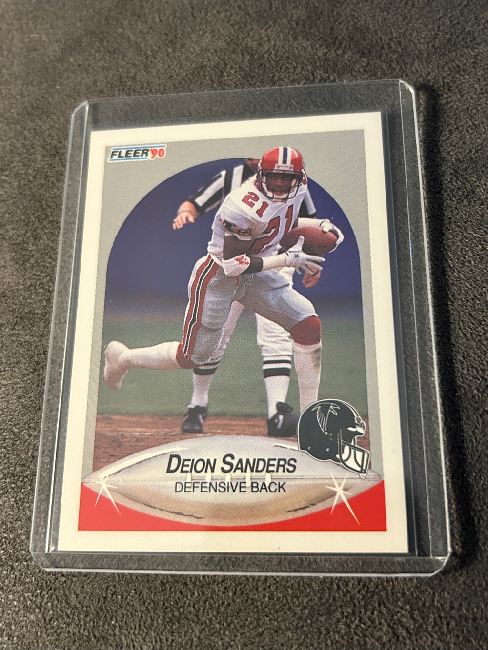Deion Sanders Fleer 1990 Football Trading Card - Red & White